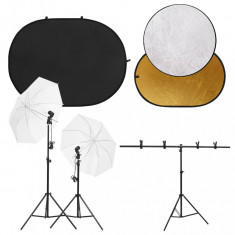 Kit studio foto cu set de lumini, ecran de fundal si reflector GartenMobel Dekor foto