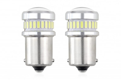 Bec pozitie ciresa auto tip LED Canbus, R5W, 12V-24V; BA15s, 24 LED SMD + 6 LED SMD 3030, 2 buc. AutoDrive ProParts foto