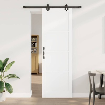 Ușă Glisantă cu Set de Accesorii &amp;#039;ORKDAL&amp;#039;Alb Lemn Solid de Pin foto