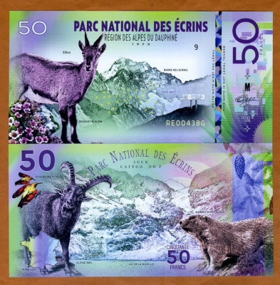 FANTASY NOTE = FRANTA , PARCUL ECRINS - 50 FRANCI 2018 - UNC / POLIMER foto