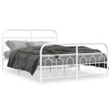 Cumpara ieftin Cadru de pat metalic cu tablie de cap/picioare, alb, 140x190 cm