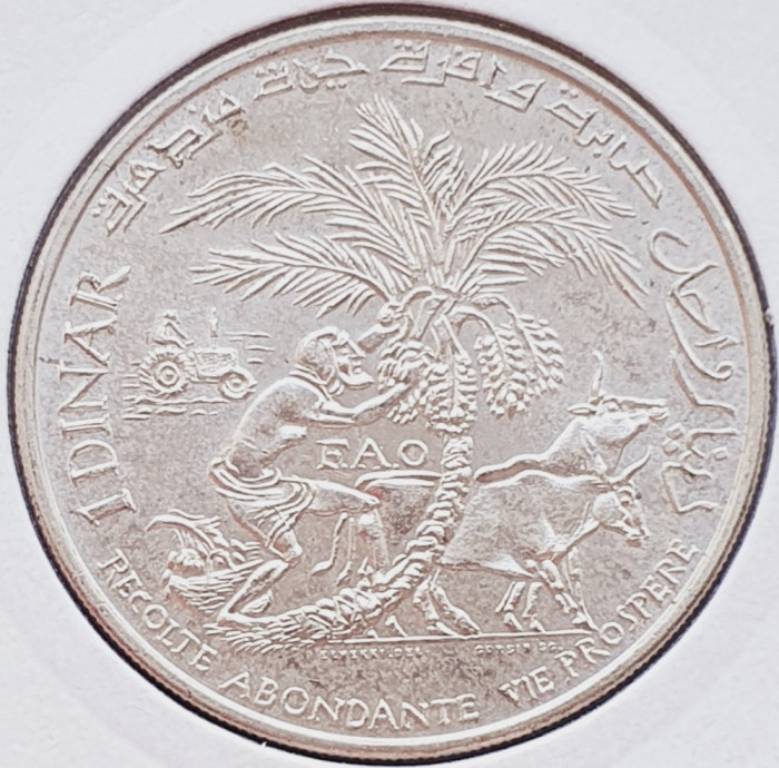 1972 Tunisia 1 Dinar 1970 FAO km 302 argint