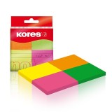 Notite Autoadezive Kores, 40x50 mm, 200 File, 4 Culori Neon (Verde, Roz, Portocaliu, Galben)
