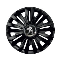 Set 4 capace roti Negre Cu Inel Cromat Royal R14 pentru gama auto Peugeot foto