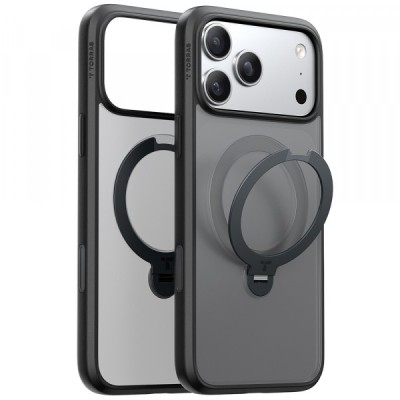 Husa MagSafe pentru Apple iPhone 17 Pro, Torras, Ostand Spin, Neagra foto