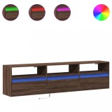 Cumpara ieftin Dulap TV de perete cu lumini LED, stejar maro, 180x31x45 cm
