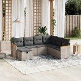 Gossi set canapele de gradina, 7 piese, cu perne, gri, poliratan
