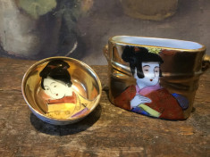 Decor / Design - vas si vaza din ceramica pictate cu marcaj / arta japoneza ! foto