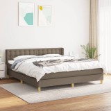 VidaXL Pat box spring cu saltea, gri taupe, 160x200 cm material textil