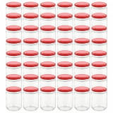 Borcane din sticlă pentru gem, capac roșu, 48 buc., 230 ml