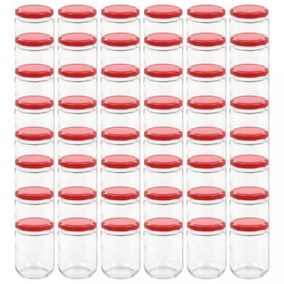 Borcane din sticlă pentru gem, capac roșu, 48 buc., 230 ml foto