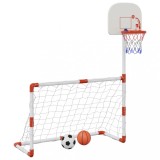 Cumpara ieftin Set fotbal si baschet pentru copii cu mingi, 98x50x70 cm