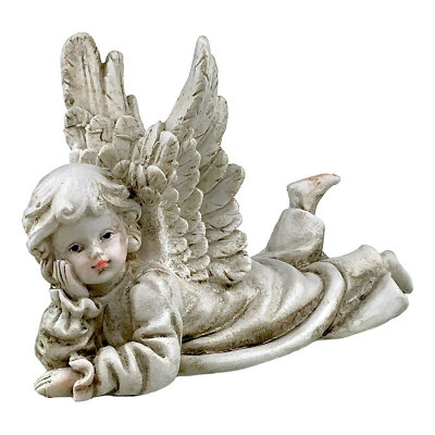 Statueta decorativa, Ingeras culcat pe burta, 19 cm, 1749H foto