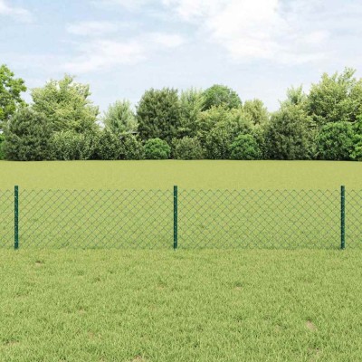 vidaXL Gard din Plasă de Lanț cu 22 Posturi U Verde 0.4x25 m Oțel foto