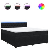 Cumpara ieftin Pat box spring cu saltea, negru, 200x200 cm, catifea