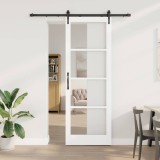 Ușă glisantă cu set de fierărie alb 83x232 cm lemn masiv de pin