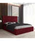 Pat Tapitat Toma Visiniu + Saltea Lux Ortopedica 140x200cm