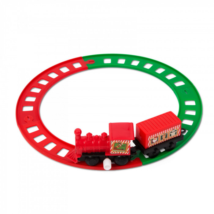 Tren de Crăciun - cu cheiță - roșu/verde - 20 cm