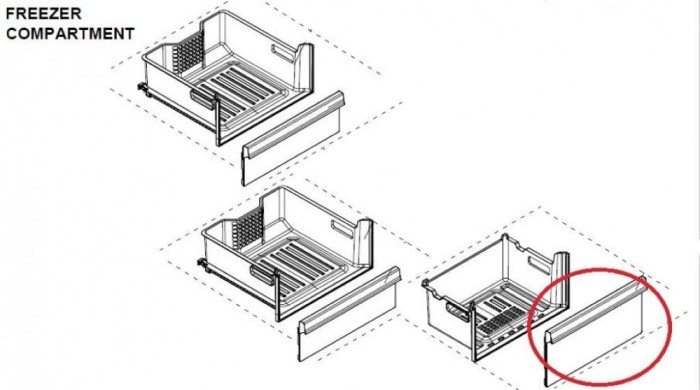 Fata sertar inferior congelator C00895304 pentru frigider Arctic, Beko