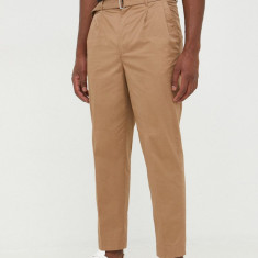 Michael Kors pantaloni barbati, culoarea maro, drept