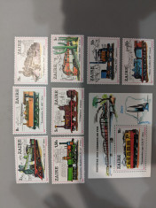 zair (congo) - Timbre trenuri, locomotive, cai ferate, nestampilate, MNH foto