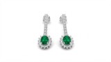 Cumpara ieftin Cercei Lungi din Argint 925 Royal Emerald Halo Drop, cu Zirconiu