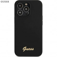 Husa Cover Guess Silicone Liquid Metal Logo pentru iPhone 14 Pro Max GUHCP14XSLSMK Black foto