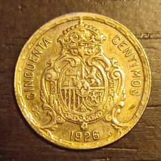 Moneda Spania - 50 Centimos 1926 - Argint