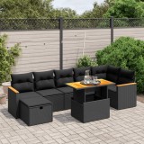 Cumpara ieftin Gossi set mobilier de gradina cu perne, 8 piese, negru, poliratan