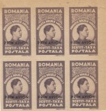 Romania, LP V.7c/1947, Fundatia Carol-supr. negru, h. gri, nedant., bloc 6, MNH, Nestampilat