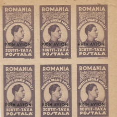 Romania, LP V.7c/1947, Fundatia Carol-supr. negru, h. gri, nedant., bloc 6, MNH