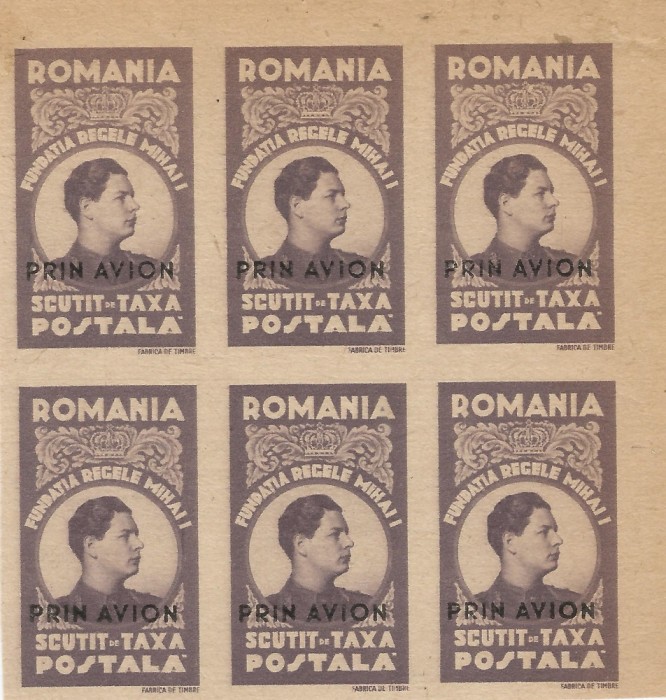 Romania, LP V.7c/1947, Fundatia Carol-supr. negru, h. gri, nedant., bloc 6, MNH