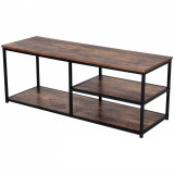 Mobilier TV Modern HOMCOM in Stil Industrial cu 3 Etajere, Lemn și Metal, Maro si Negru, 120x40x45 | Aosom RO