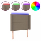 Cumpara ieftin Tablie de pat cu LED, gri taupe, 103x16x118/128 cm, textil