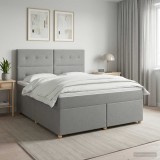 Cumpara ieftin Pat boxspring cu saltea Gri deschis 160 x 200 cm Tesatura