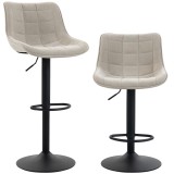 HOMCOM Set de 2 Scaune de Bar rotative și Reglabile, Alb Crem | Aosom Romania
