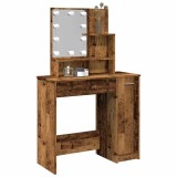 VidaXL Masă de toaletă cu LED, lemn vechi, 86,5x35x136 cm