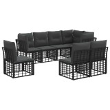 vidaXL Set de canapele de exterior cu pernă 8 pcs Negru Poliester 3437483