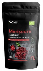 Merisoare ecologice indulcite cu suc de mere, 125g, Niavis