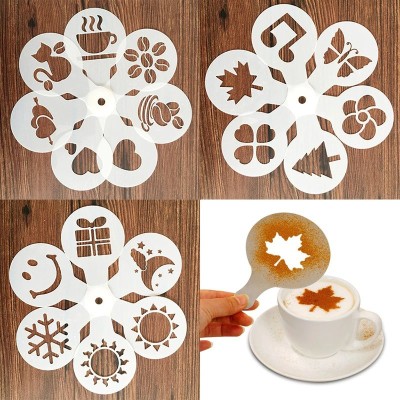 Set pentru decorare cafea sau prajituri 19 sabloane reutilizabile diverse foto