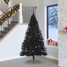 vidaXL Pom de Crăciun artificial pre-iluminat Negru 240 cm PVC 3397168