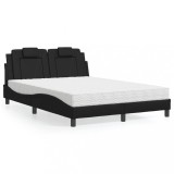 vidaXL Pat, Viana, cu saltea, negru, 120x200 cm, piele ecologică 3208782