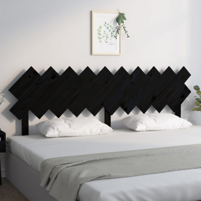 vidaXL Tăblie de pat, negru, 196x3x80,5 cm, lemn masiv de pin foto