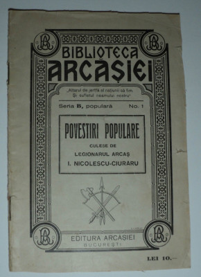 Povestiri populare culese de legionarul arcas I. Nicolescu Ciuraru, 1930 foto