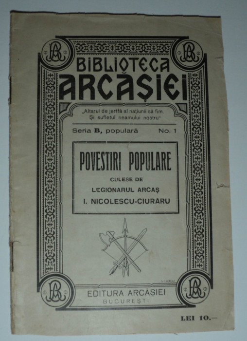 Povestiri populare culese de legionarul arcas I. Nicolescu Ciuraru, 1930