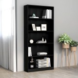 Biblioteca vidaXL 5 rafturi, neagra, 80x24x175 cm, lemn prelucrat. Rafturi depozitare carti, dvd-uri, obiecte decorative