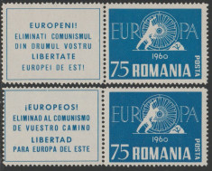 Romania Exil 1959, EUROPA perechi dt. cu vignete, propaganda anticomunista 22 foto