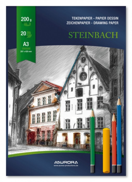 Bloc desen A3, 20 file - 200g/mp, AURORA Steinbach - carton alb