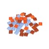 Set 35 pietre decorative de mozaic din sticla Crisalida, 10 x 10 mm, Portocaliu si albastru