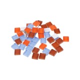 Set 35 pietre decorative de mozaic din sticla Crisalida, 10 x 10 mm, Portocaliu si albastru